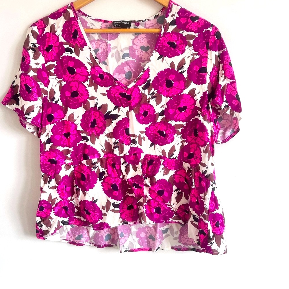 Frank & Oak Pink The Babydoll Top, Size Medium - Picture 6 of 7